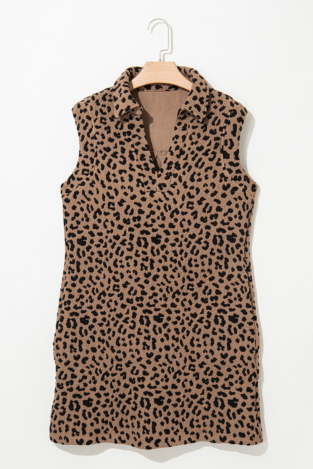 Leopard Collar Sleeveless Mini Dress